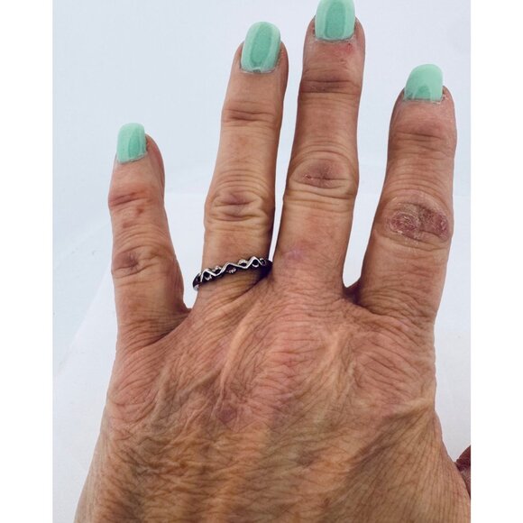 Vintage Estate Sterling Silver Twisted Design Thin Band Ring, Stackable, Sz 9.75 - Picture 6 of 10